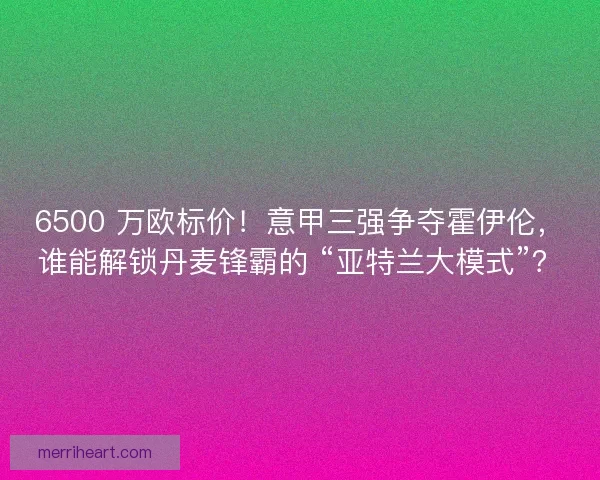 6500 万欧标价！意甲三强争夺霍伊伦，谁能解锁丹麦锋霸的 “亚特兰大模式”？
