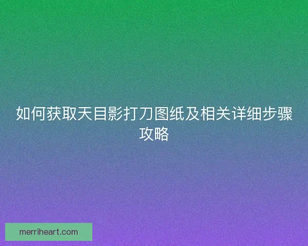 如何获取天目影打刀图纸及相关详细步骤攻略
