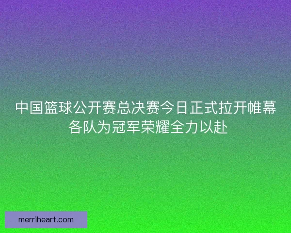 中国篮球公开赛总决赛今日正式拉开帷幕 各队为冠军荣耀全力以赴